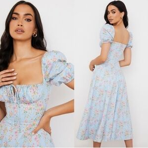 House of CB Tallulah Blue Floral Midi Dress XS